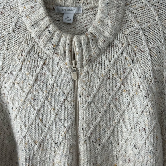 Dressbarn Full Zip Sweater  Blue, Black, White Tweed, Size XL Acrylic/Wool Blend - Picture 4 of 16